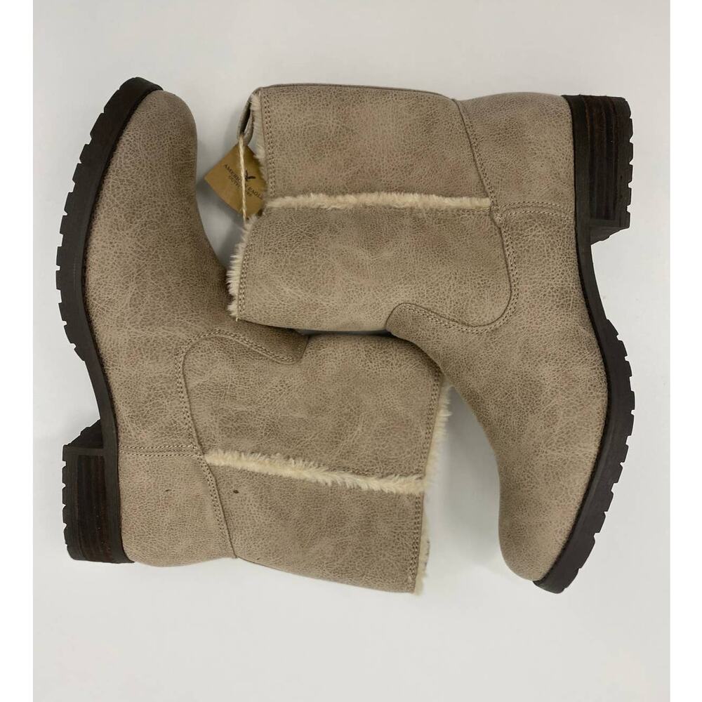 American Eagle Womens Faux Fur Light Brown Tan Mid Calf Boots NEW Size 11